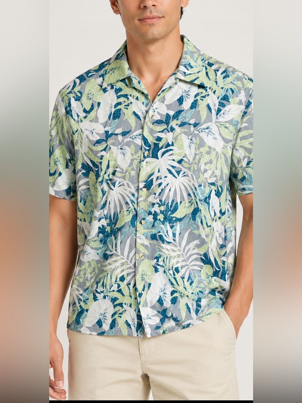 Go Barefoot Hawaiian Shirt XL 100% Cotton Tropical Floral Short Sleeve USA